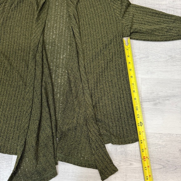 Olive Green Women's Open Knit Cardigan Size L - Picture 11 of 15